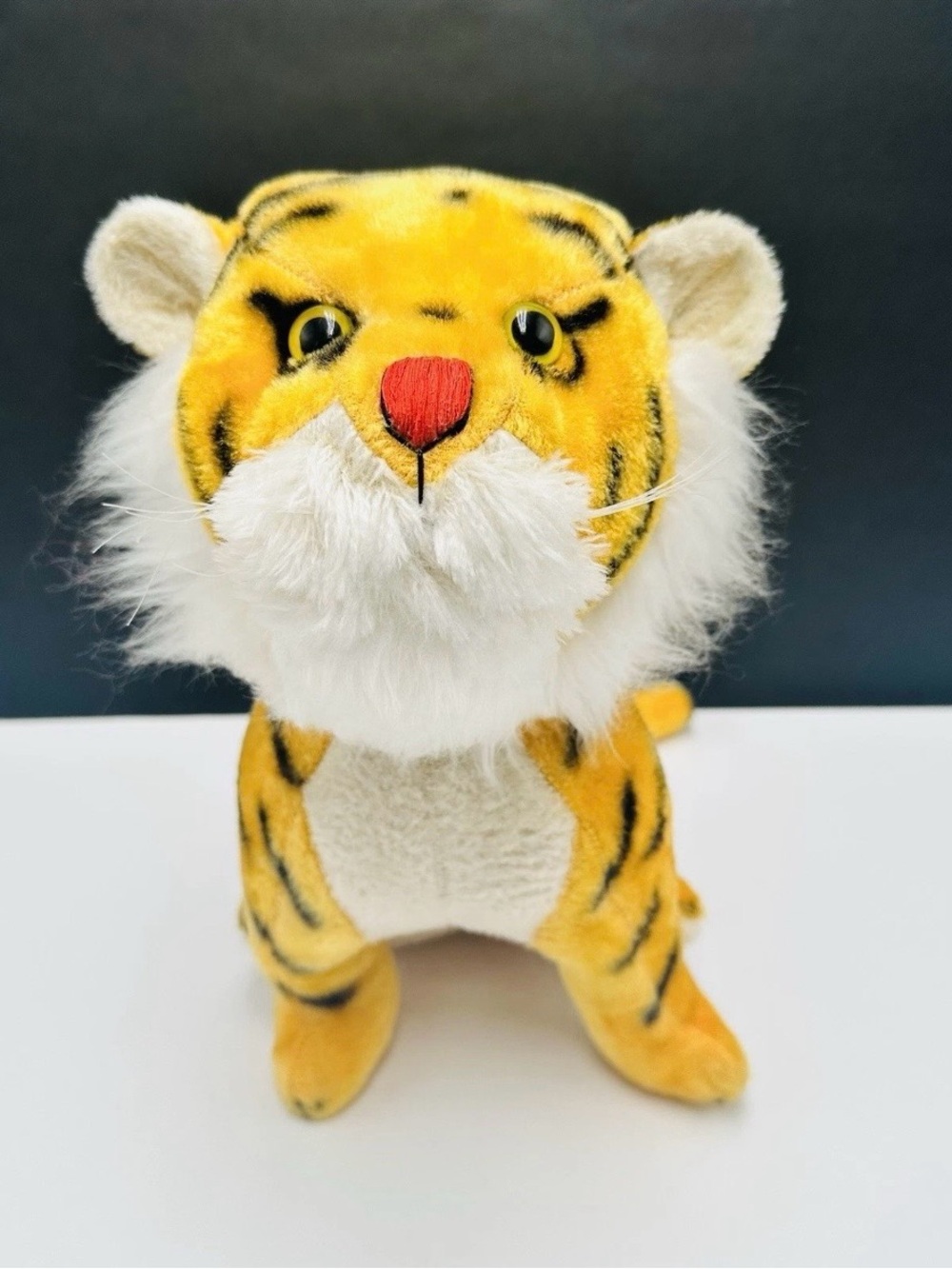 Vintage Dakin Tiger Plush Stuffed Animal 1980's 11” Korea Black Orange